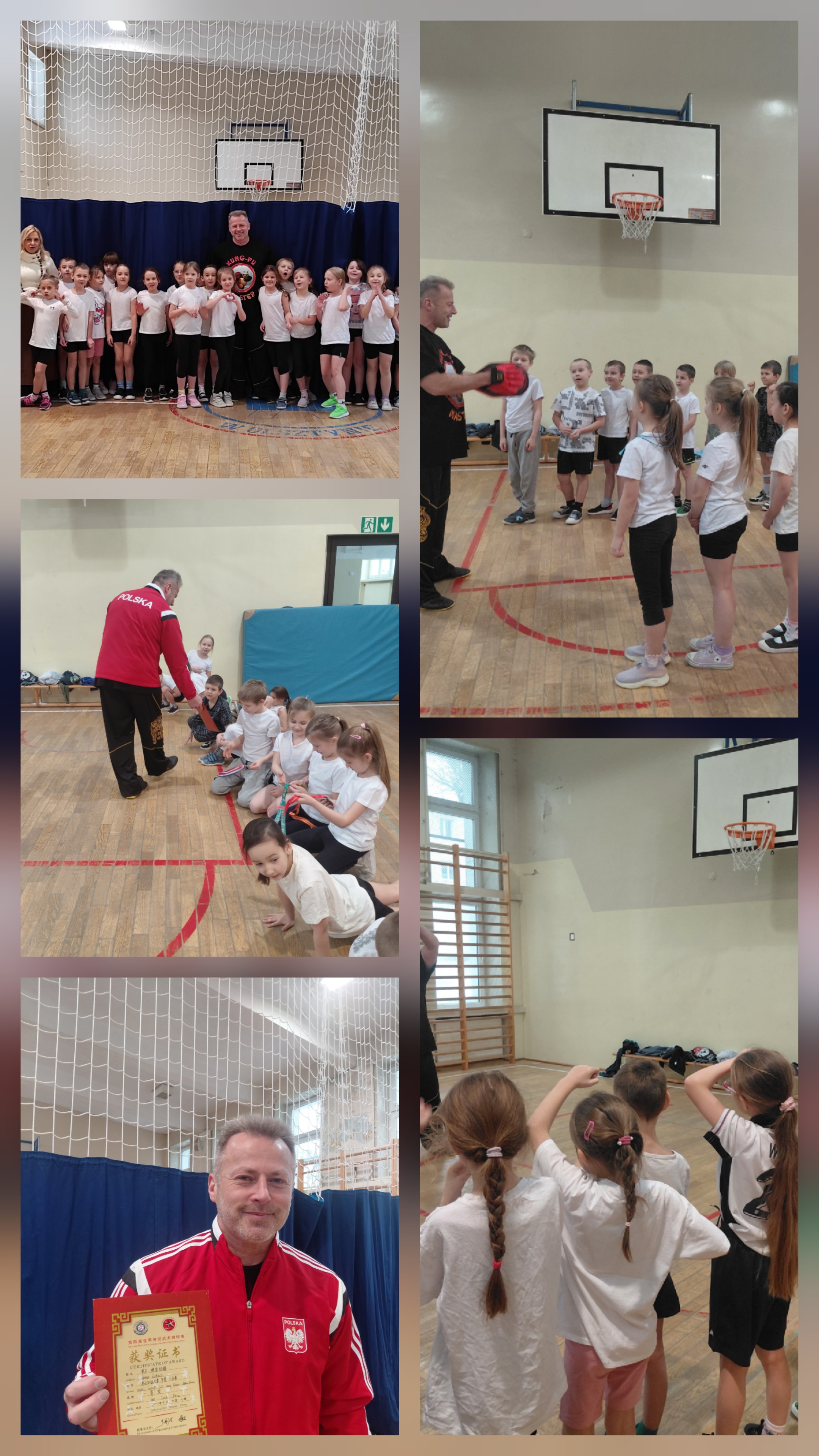 Pierwszoklasiści na zajęciach WF z mistrzem