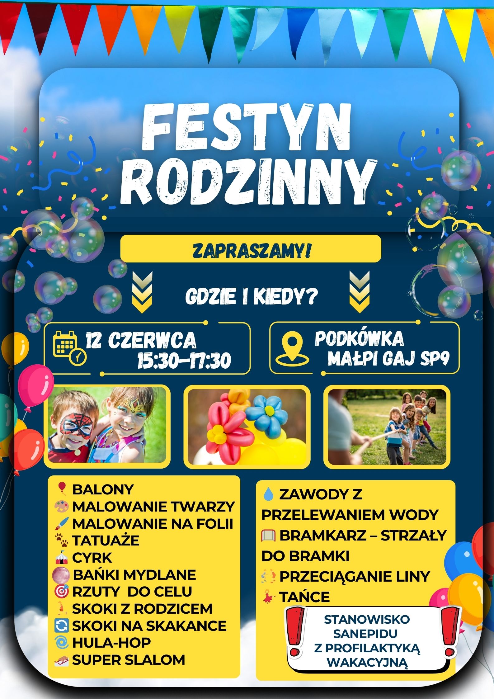 festyn odbędzie się w czwartek 12 czerwca 2025 roku w godzinach 15:30–17:30