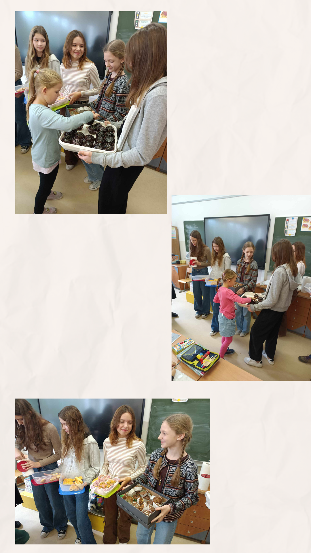 uczniowie na kiermaszu ciast