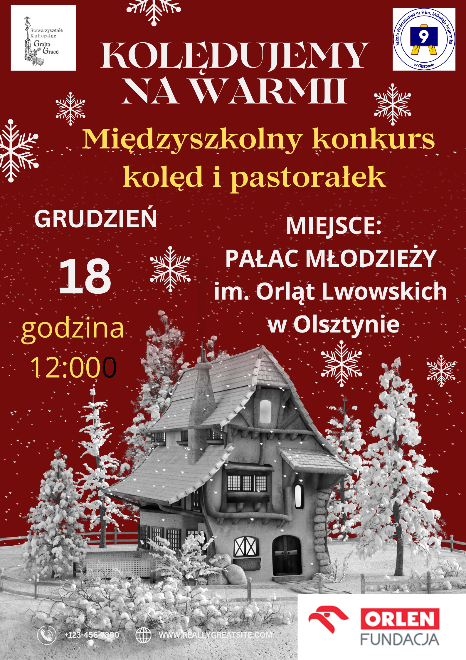 Międzyszkolny konkurs kolęd i pastorałek, 18 grudzień godzina 12:00 Pałac Młodzieży im. Orląt Lwowskich w Olsztynie