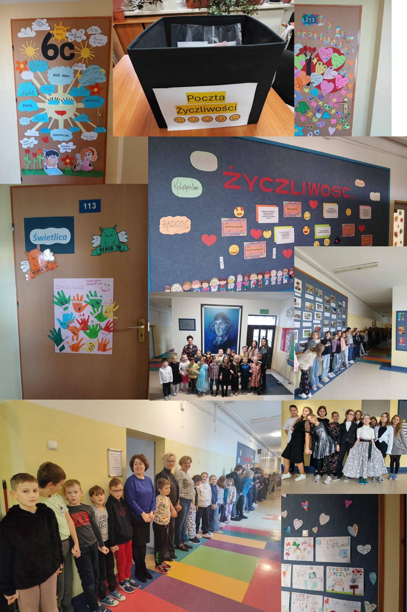 szkolny łańcuch życzliwości i gazetki zwiazane z dniem życzliwości