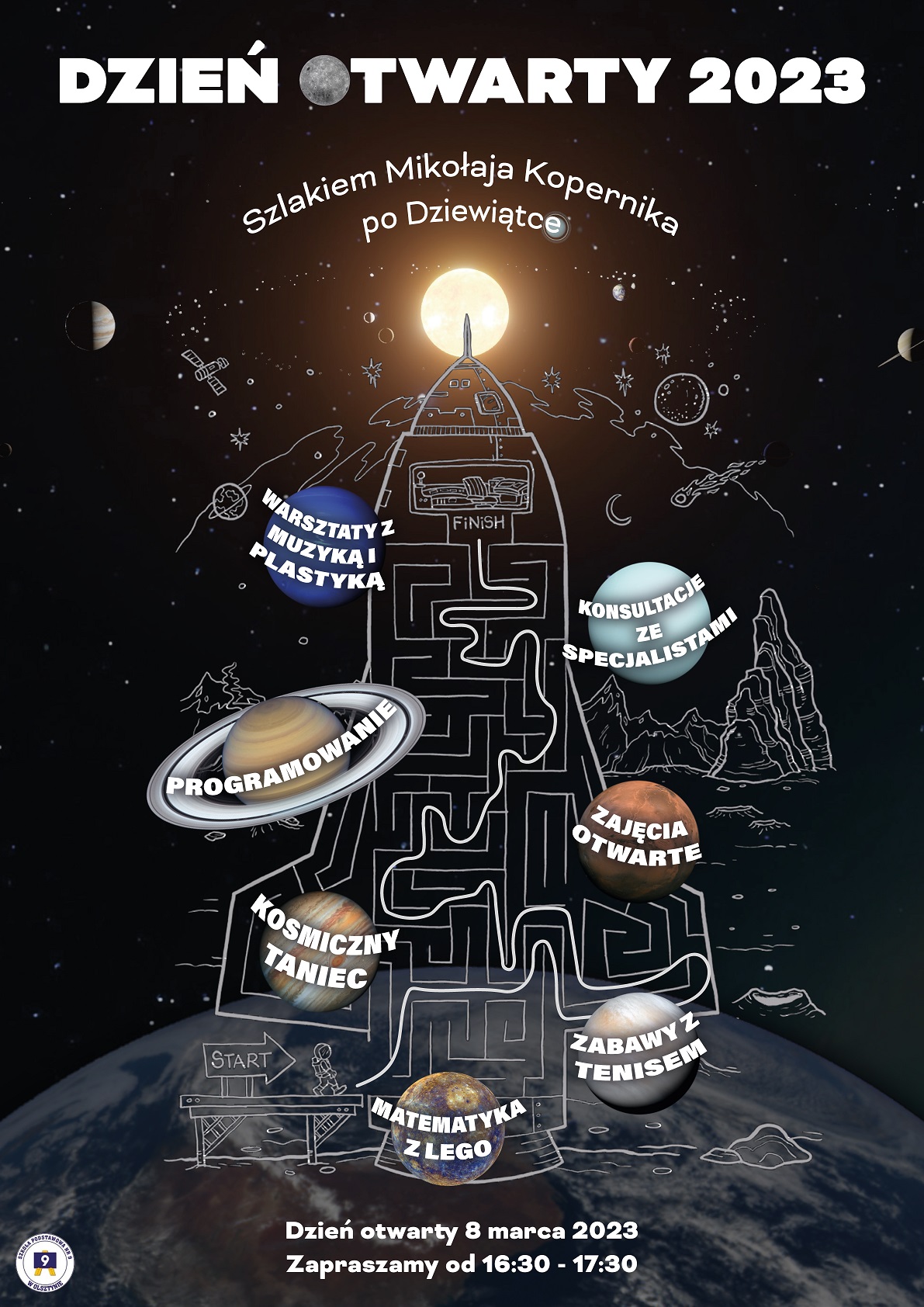 Dzień otwarty 2023. Szlakiem Mikołaja Kopernika po dziewiątce. Dzień otwarty 8 marca 2023. Zapraszamy od 16:30 do 17:30.