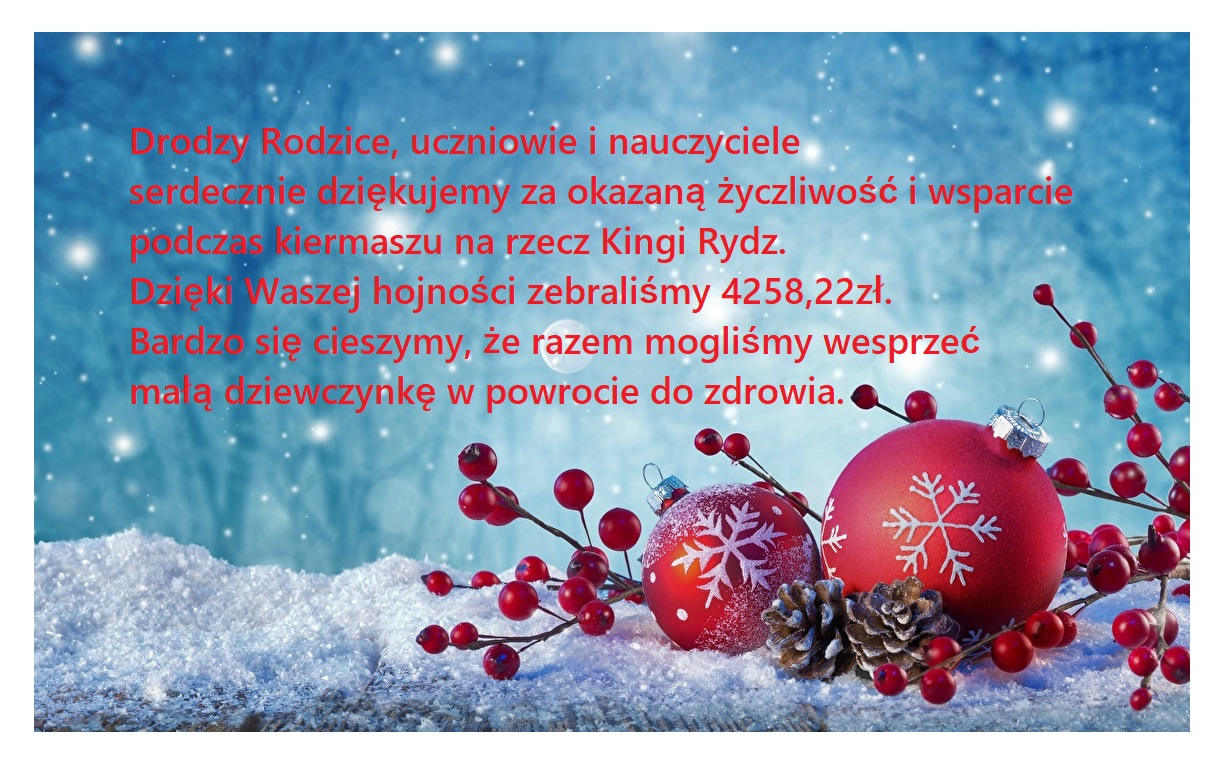 kiermasz na rzecz Kingi - podziękowanie