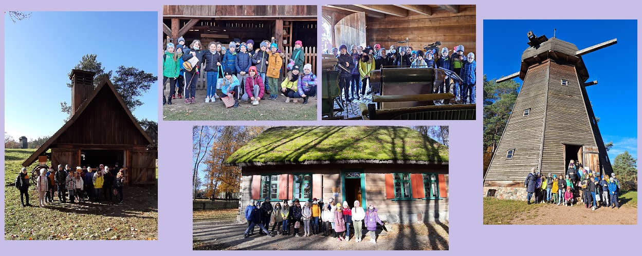 uczniowie w parku etnograficznym